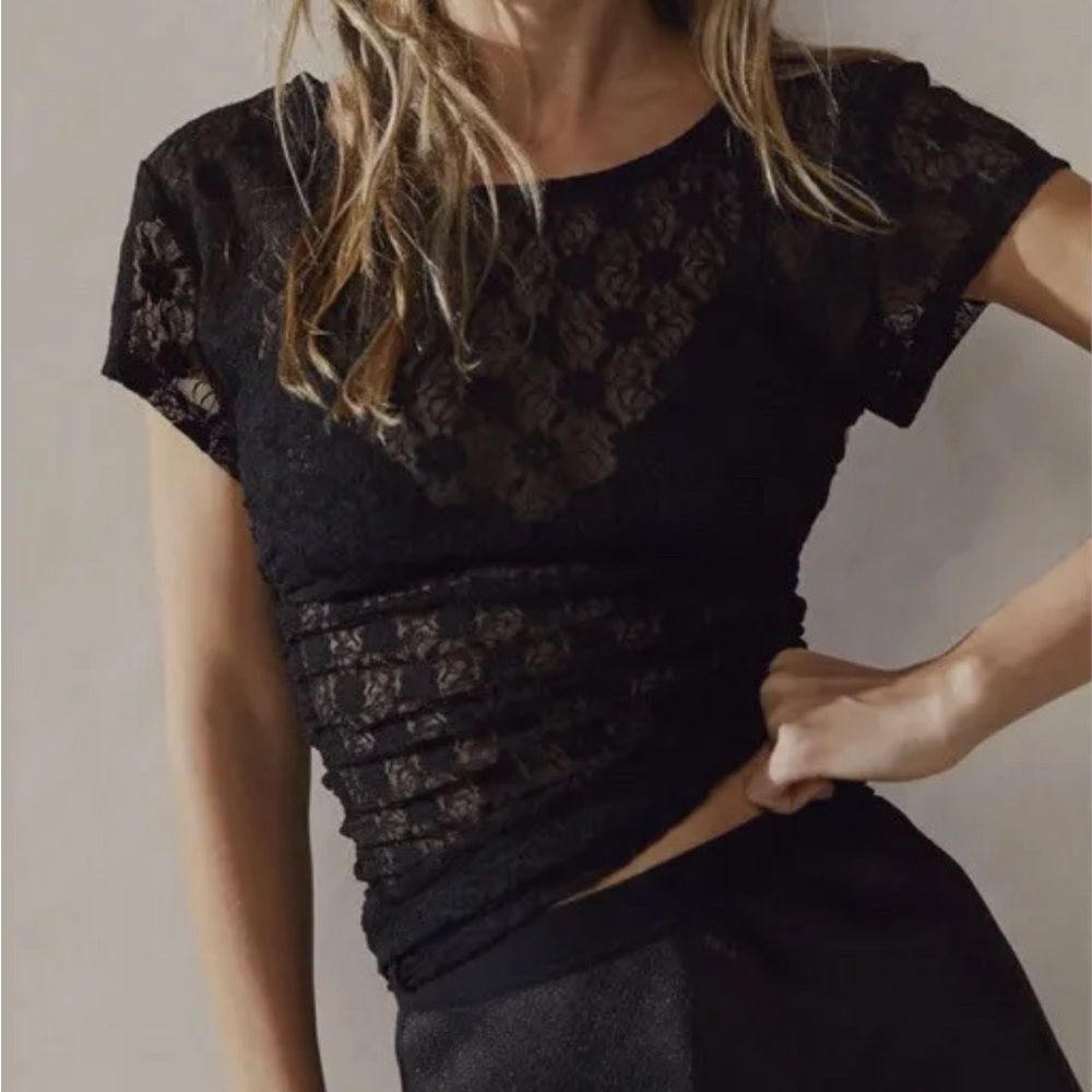Free people Intimately Free Keep It Simple Lace Tee NWOT XS